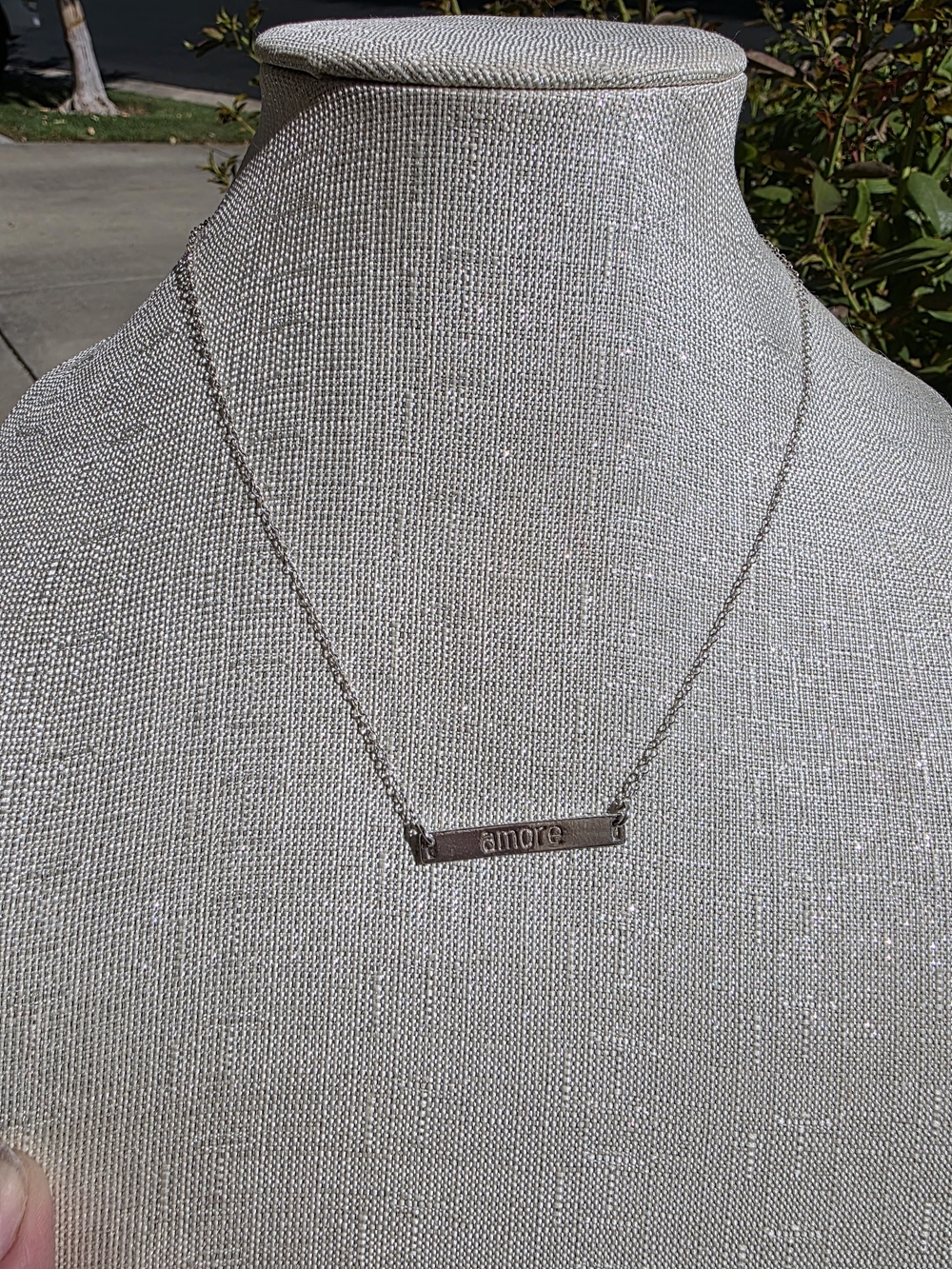 Sterling Silver 16", "amore" Bar Necklace - Picture 4 of 12